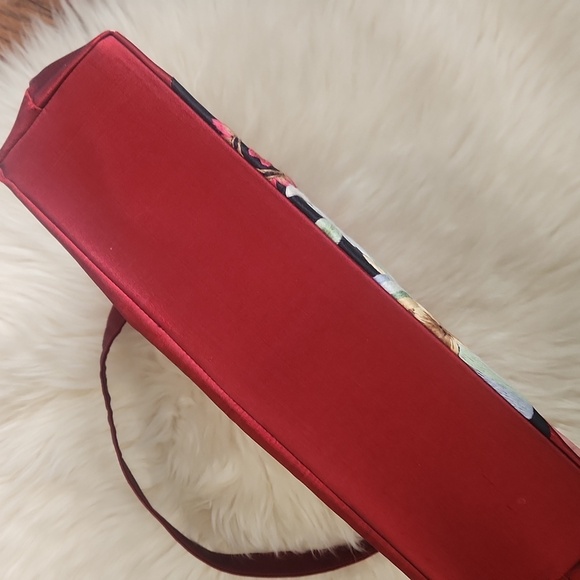 Deni Ann Vintage Maroon Floral Stitched Clutch Purse - Picture 7 of 8